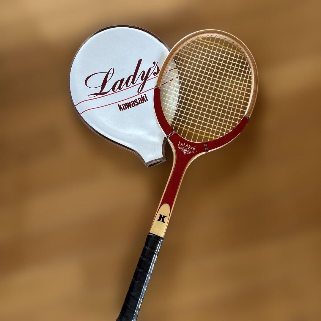 Kawasaki Lady's ビンテージ　軟式テニスラケット カバー付き