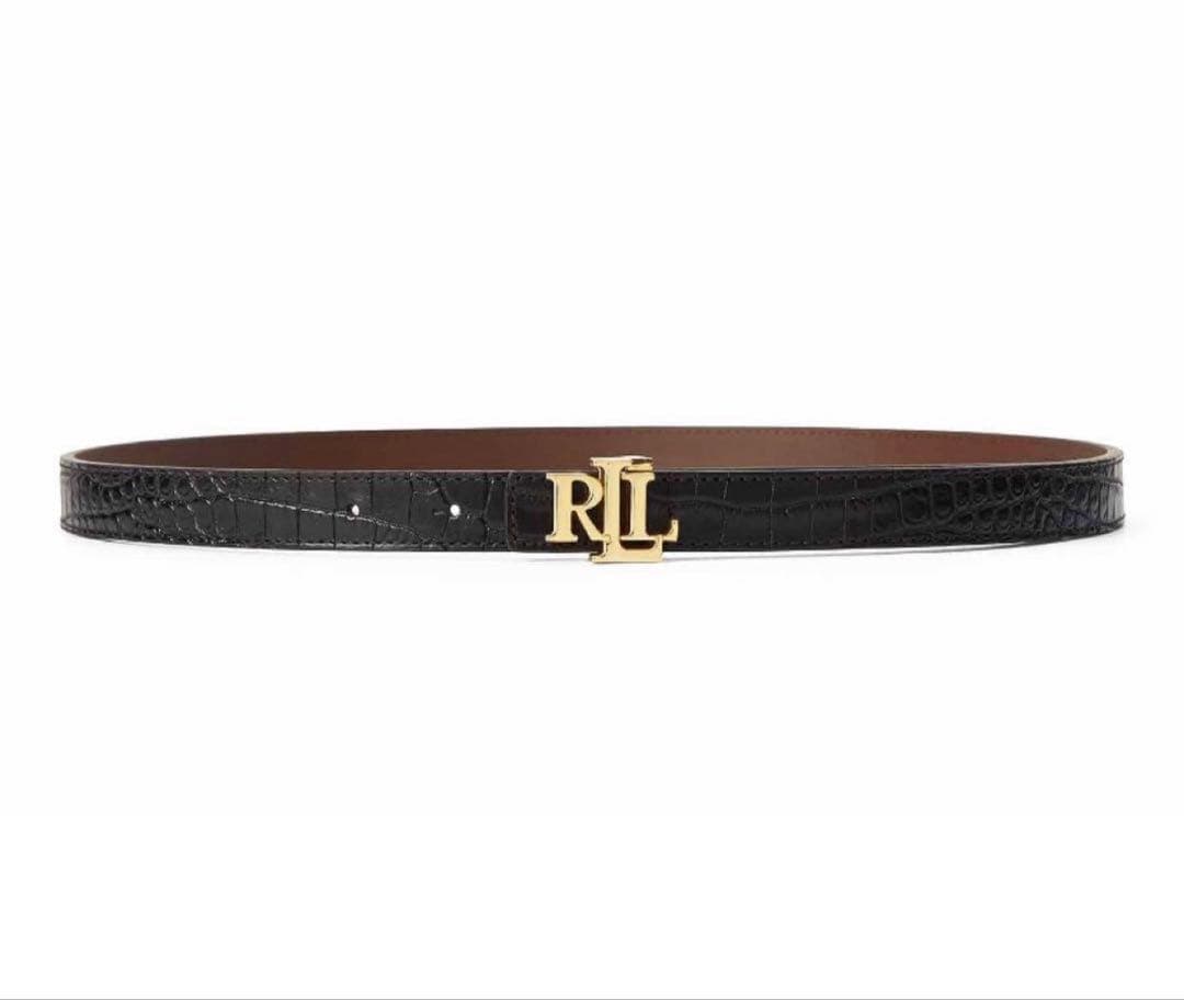 Ralph Lauren レディース クロコダイル調ベルト