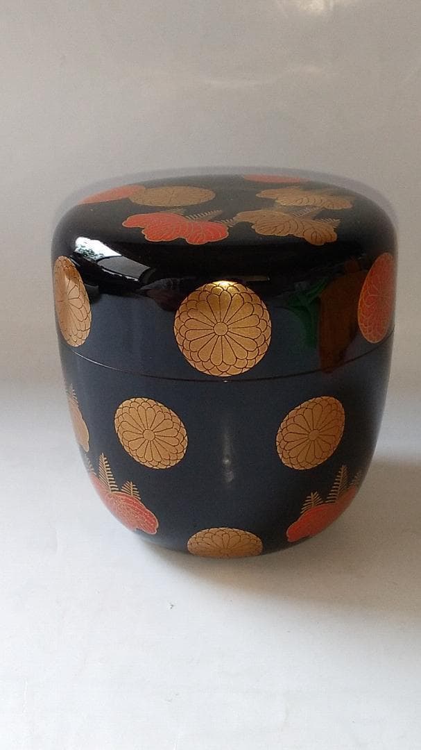 『 彭祖棗 』 前端春斉 作 蒔絵 内銀溜 漆器 漆芸 抹茶 茶道具 共箱 新品
