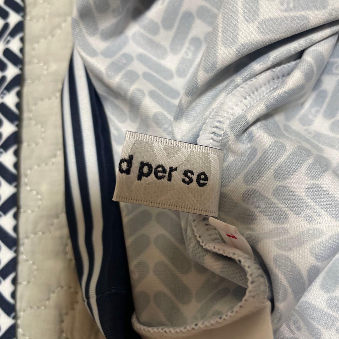 美品 and per se アンパスィ 長袖 モックネックシャツ Lサイズ 総柄