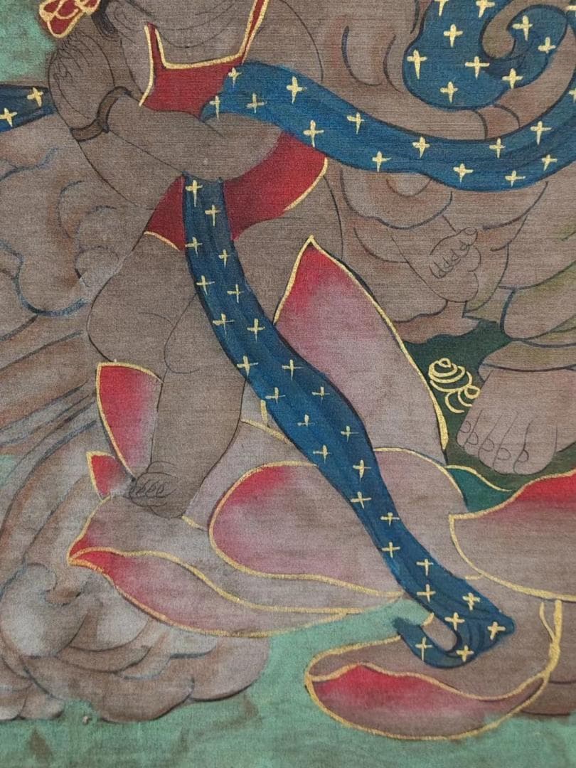 中国古美術・純手描き・吴道子人物画芯・觀音画像167x86cm・書画・絹本・仏像