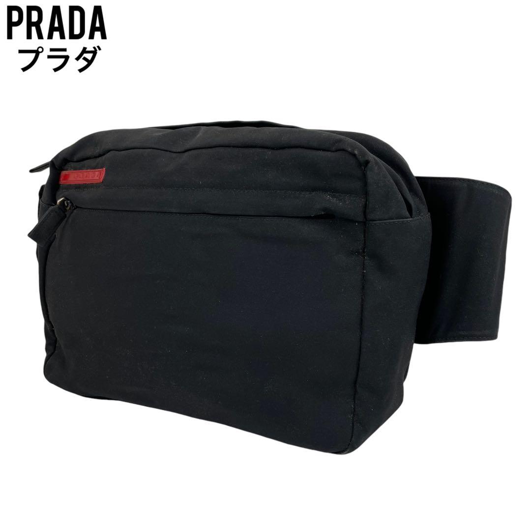 ✨美品　プラダスポーツ　PRADA ウエストポーチ　ボディバッグ　黒　赤
