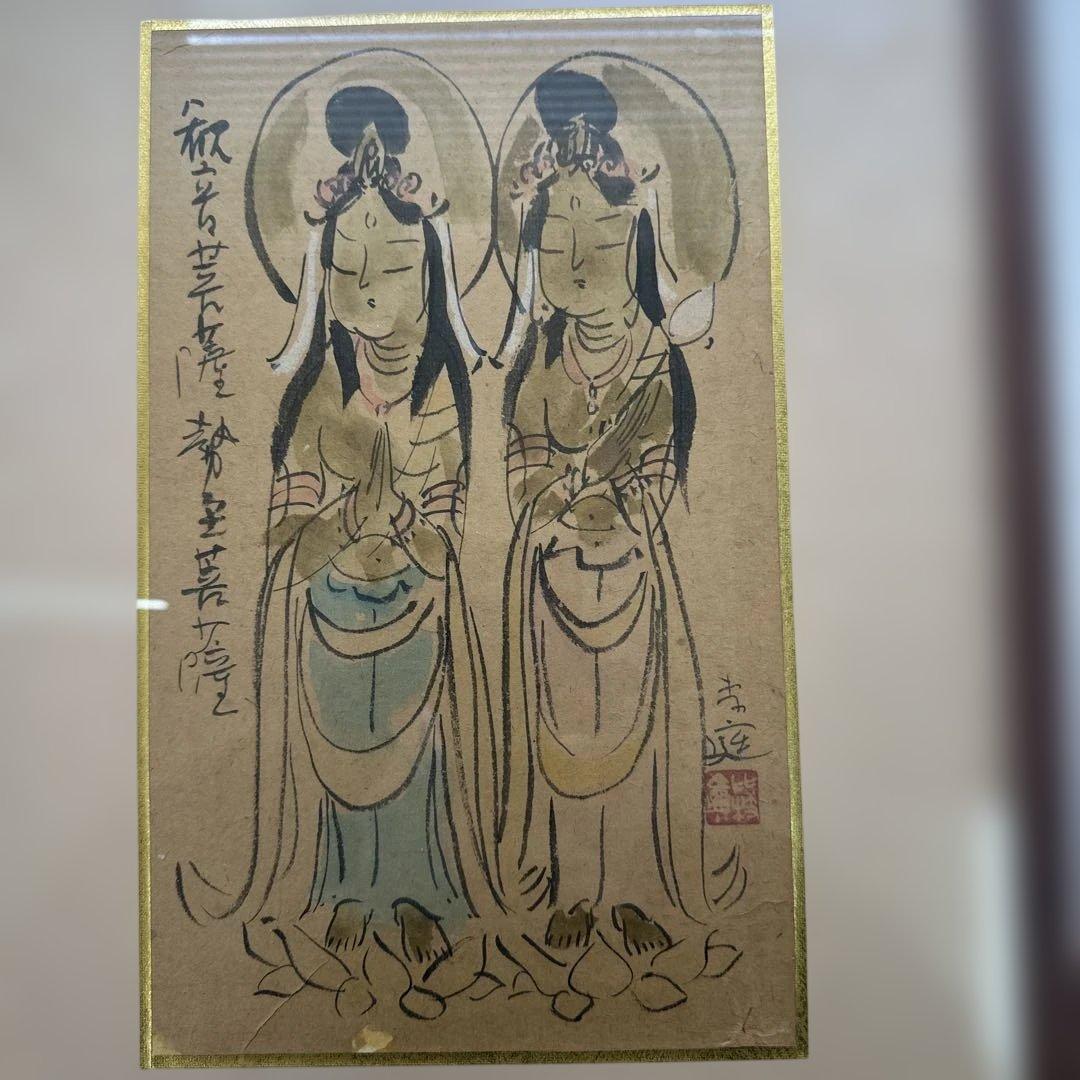 観音菩薩　水墨画