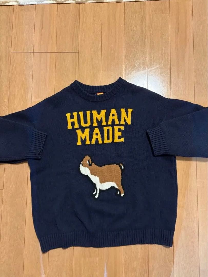 HUMAN MADEヒューマンメイド セーター　ニット　 ネイビー XL イヌ