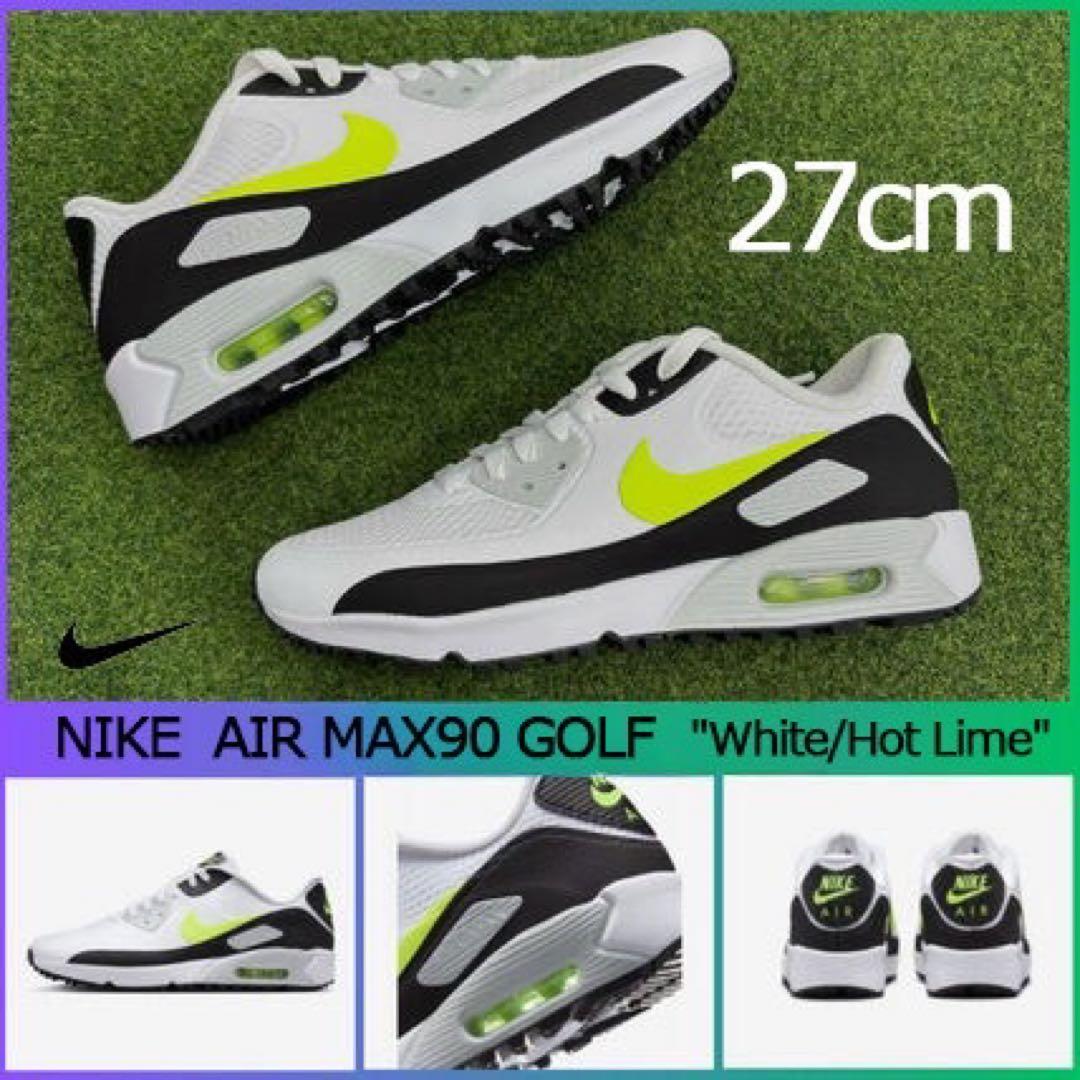 【新品】27cm NIKE エアマックス90ゴルフ ホワイト/ホットライム