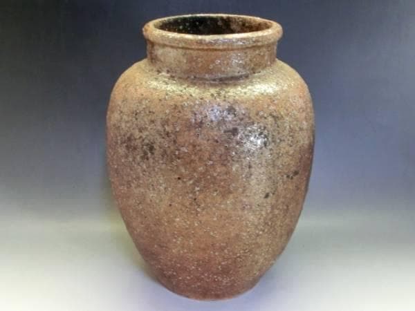 壷■古信楽焼き 江戸期 伊羅保壺 広口花入れ 花器 甕 古美術 時代物 骨董品■