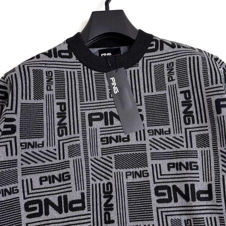 新品 PING ピン ゴルフ 防風裏付きクルーネック ニット プルオーバー M