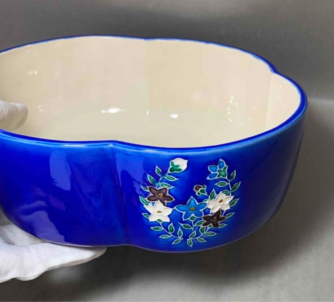 真葛　ルリ交趾　花丸　木瓜形食竜　宮川香斎　而妙斎御書付　茶道具