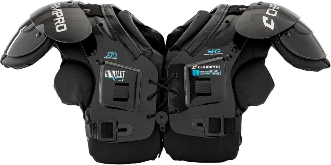 CHAMPRO Gauntlet 1 フットボールショルダーパッド、L、ブラック