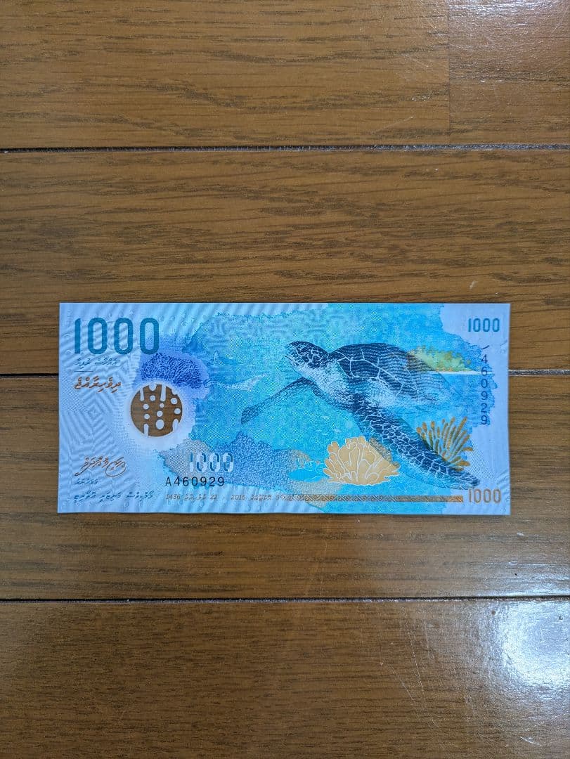 モルディブ　紙幣　1000ルフィア