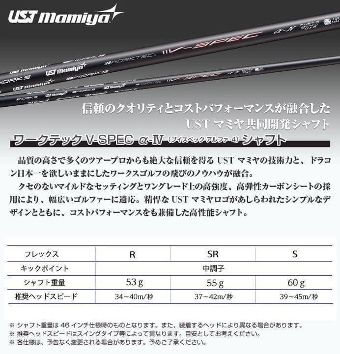 新品！ワークスゴルフ 超高反発CBRゴールドプレミア　USTマミヤシャフト仕様