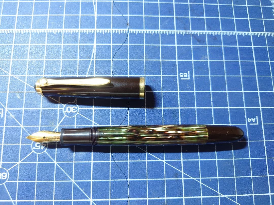 ペリカン 400NN M＆K 茶縞 14C-F 万年筆 中古