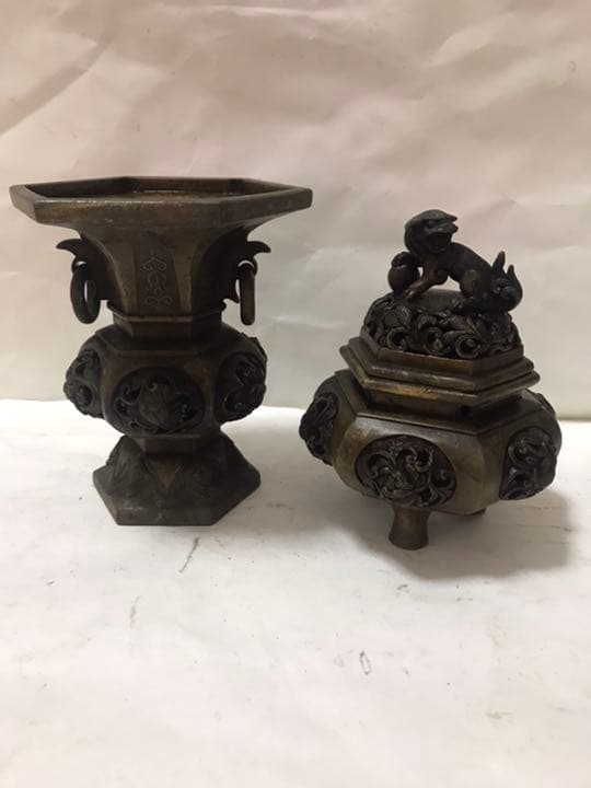 香爐古銅製「中尾貞宗製造」時代物古美術品，書房置物