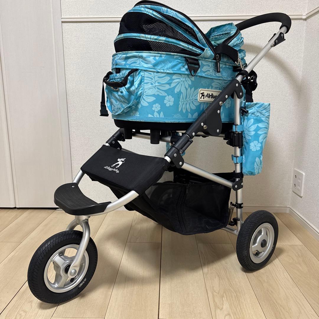 AirBuggy ペットカート 青色・花柄