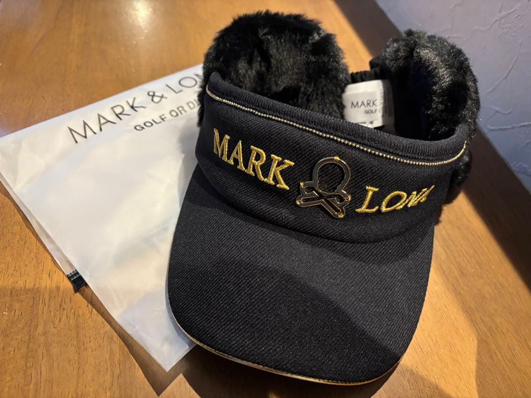 ゴールドロゴMARK &LONAモコモコあったかファー付バイザー ブラックレア品