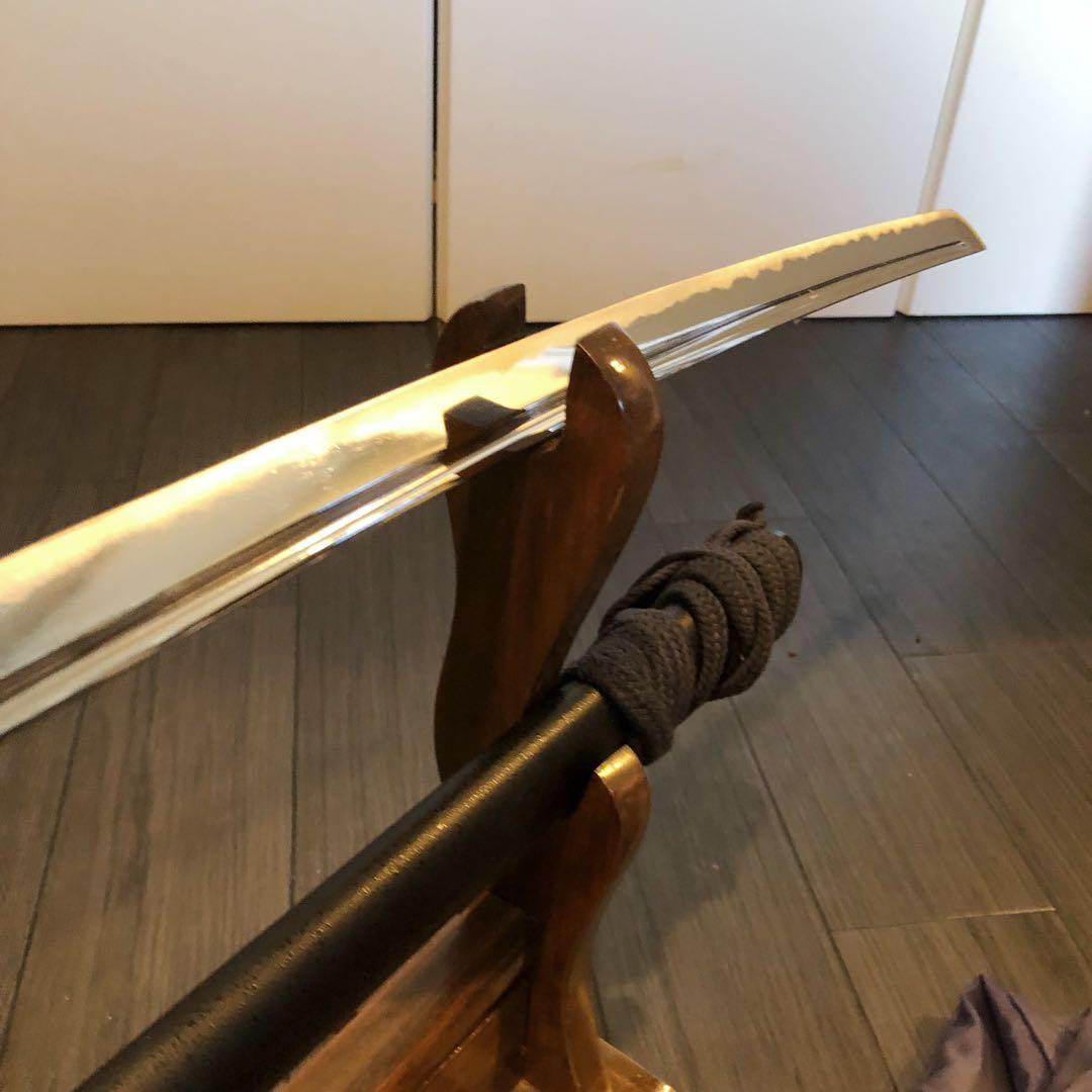 高級模造刀　高級居合刀　樋入り刀身　黒金拵え　高級居合刀　刀袋