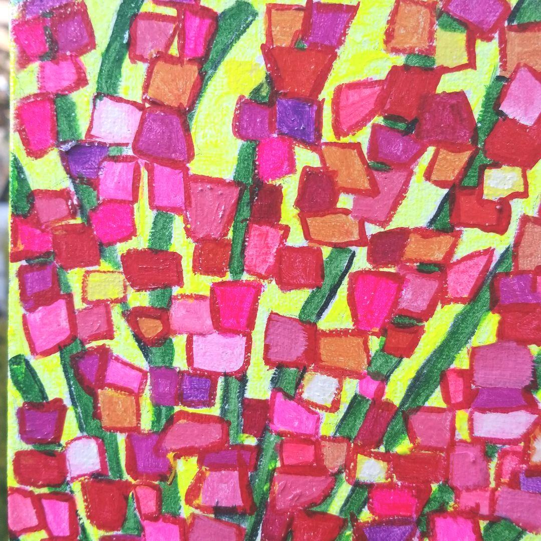 油絵　専用　カラフルな花瓶のお花　抽象画