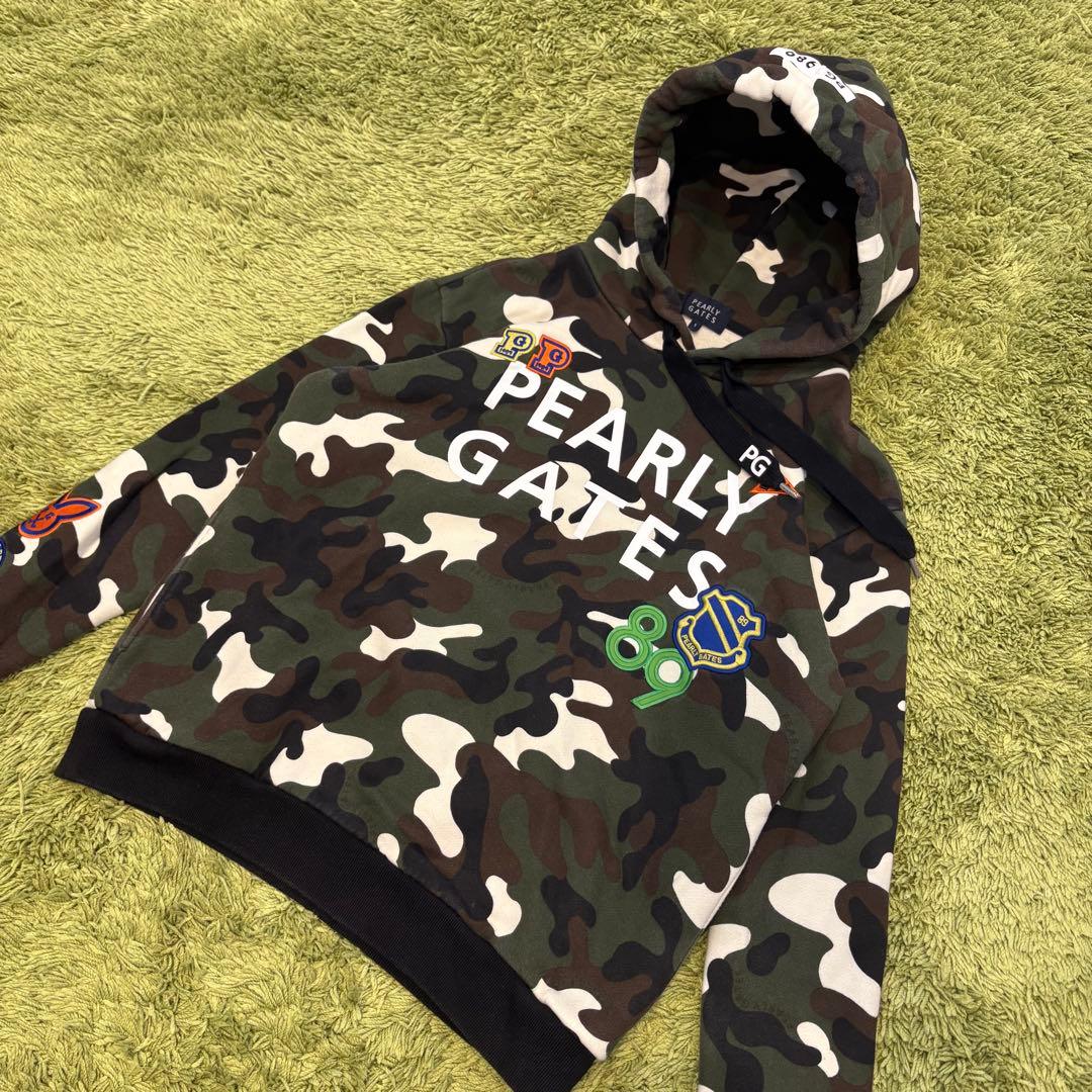 パーリーゲイツ PEARLYGATES パーカー 迷彩 カモフラ ワッペン 1