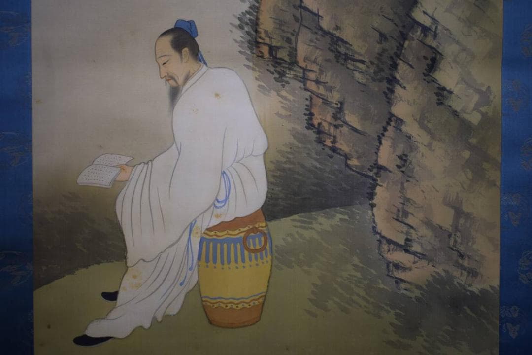 不詳/作者不詳/春景高士人物図/布袋屋掛軸HE-375