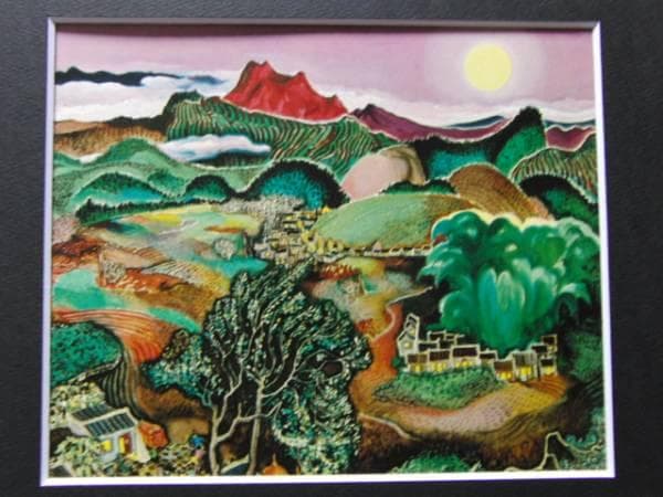 WEN PEOR（温悲鴎）、わが故郷の明月、希少な額装用大判画集画