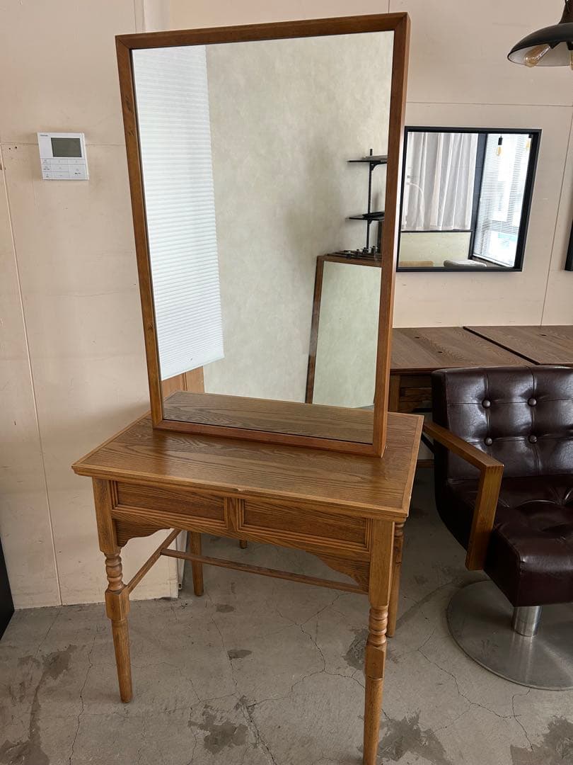 【Ku中古】美容室両面鏡セット面 木製アンティーク 1台 その2