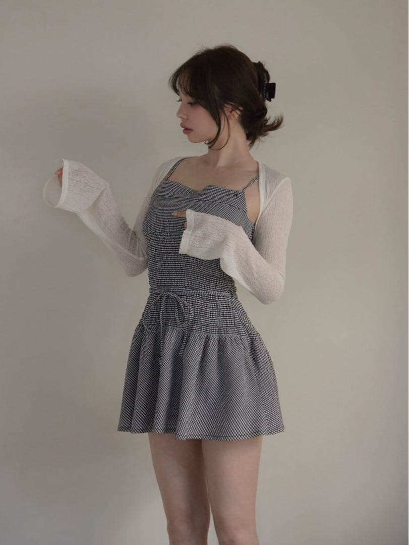 ワンピース Andmary Betty shirring mini dress black