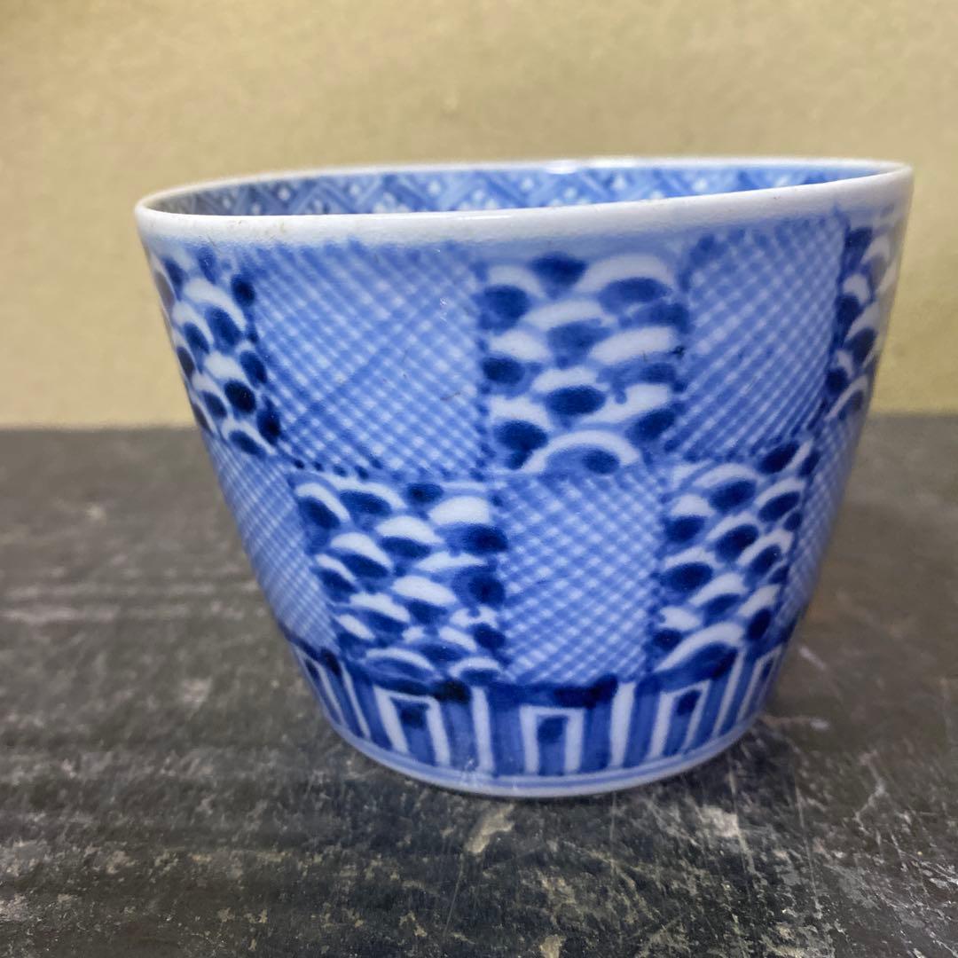 市松文蕎麦猪口