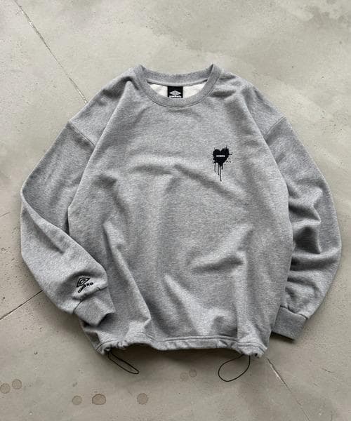 ONCILY UMBRO ハートロゴドローコードスウェット Gray M