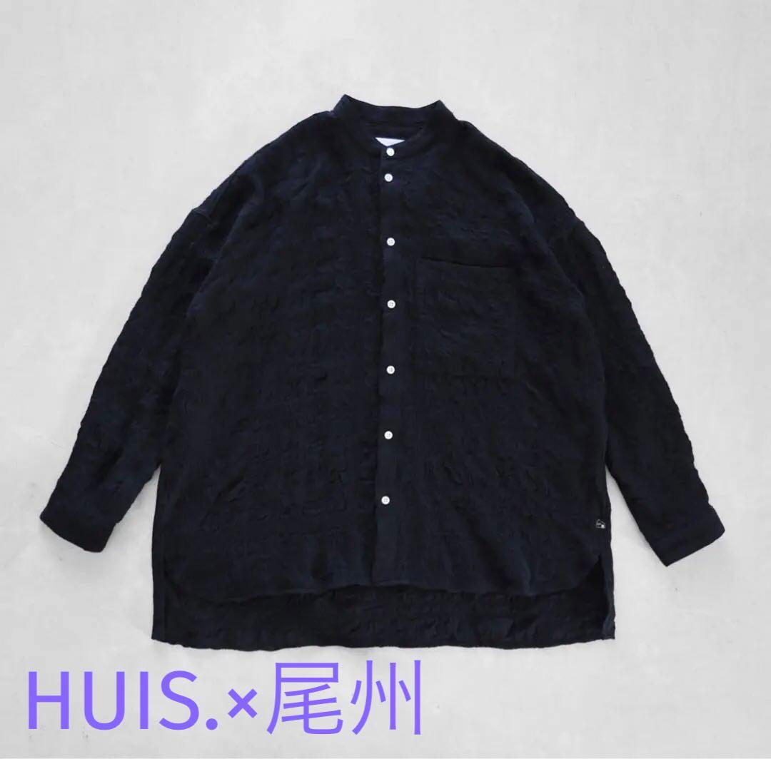 HUIS×尾州◆縮絨綿ウールガーゼ シャツ015&スカートU402◆ブラック