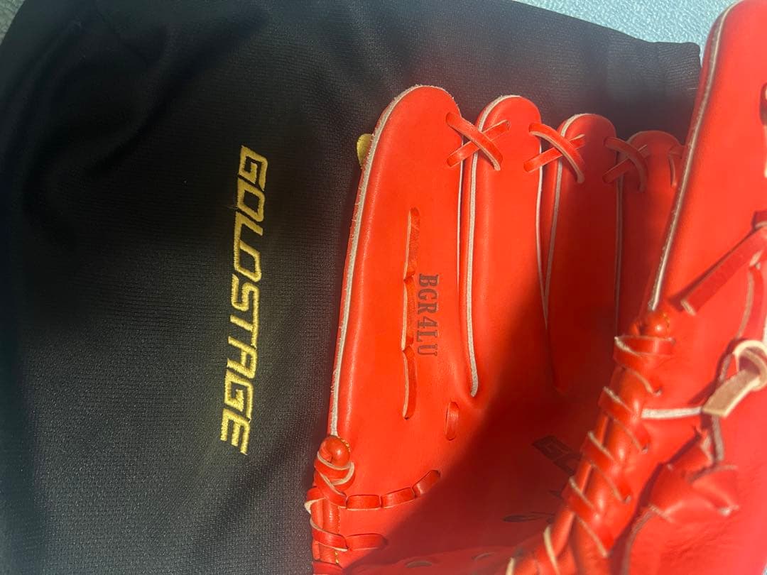ASICS ゴールドステージ 軟式グローブ 左利き　外野手用　レッド