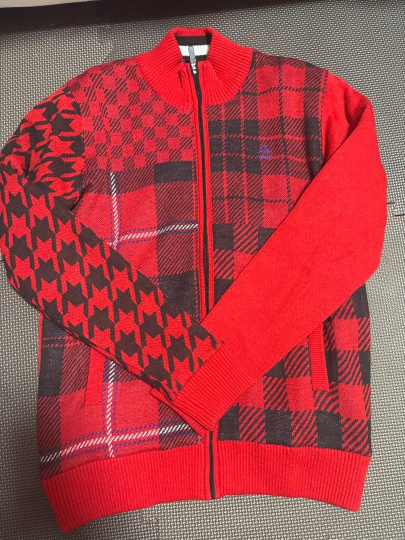 Munsingwear 赤 チェック柄 セーター&ニット帽