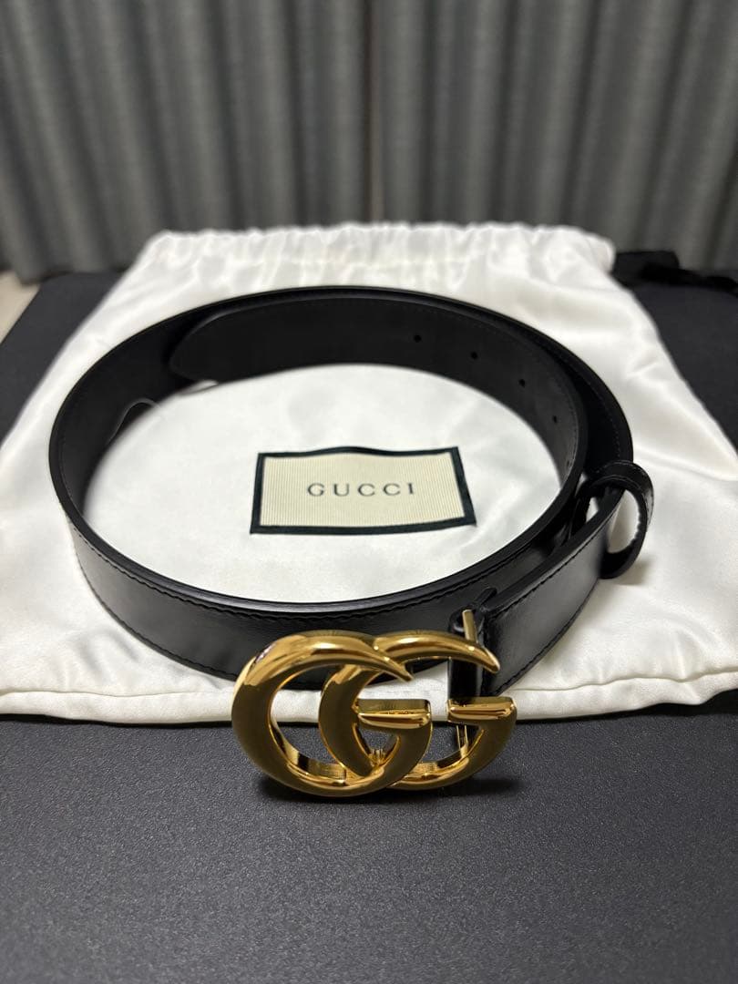 yuri1度のみ使用 GUCCI ダブルG ベルト ブラック 80cm
