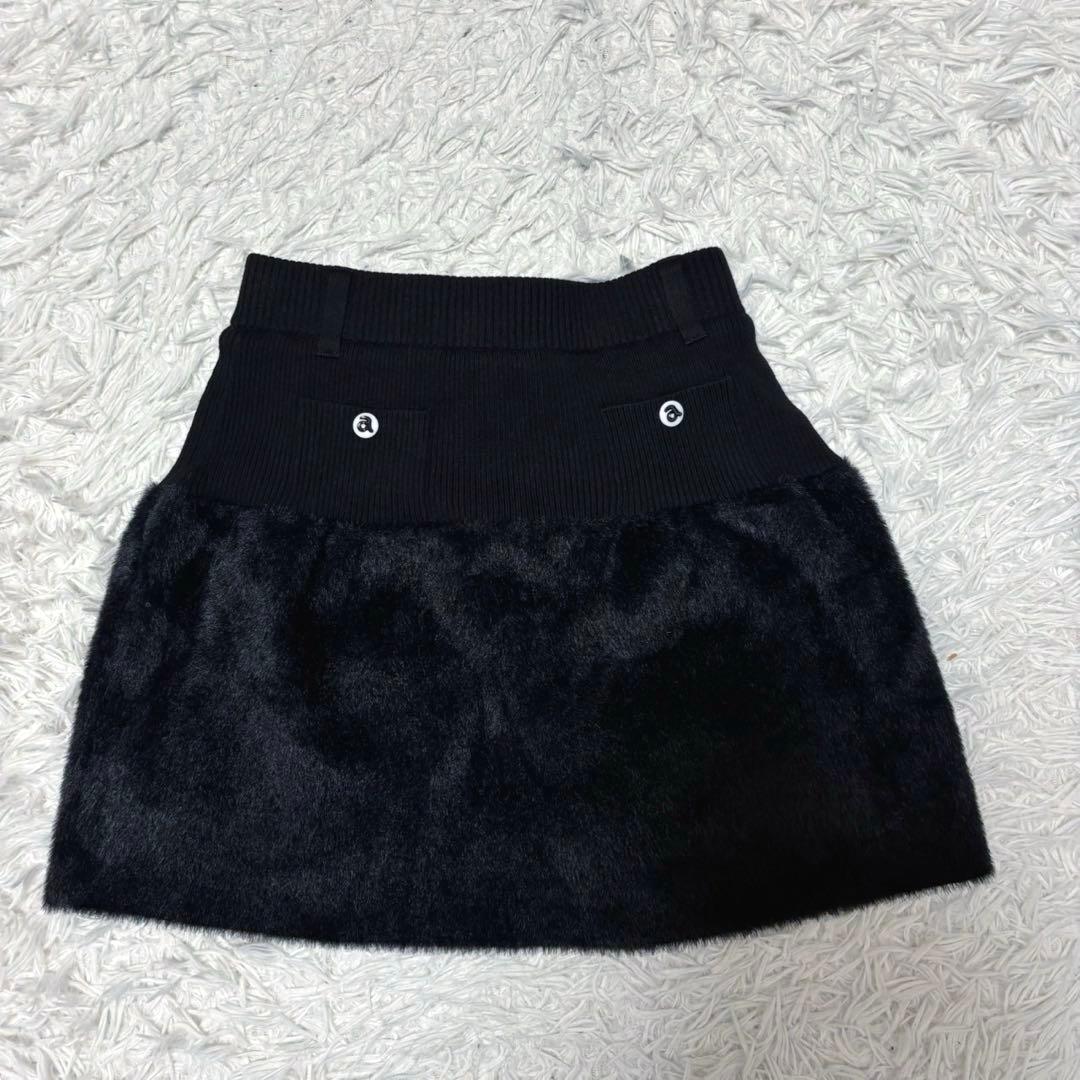 最新 アルチビオ セットアップ ファー　ニット 黒　ゴルフ ウェア スカート
