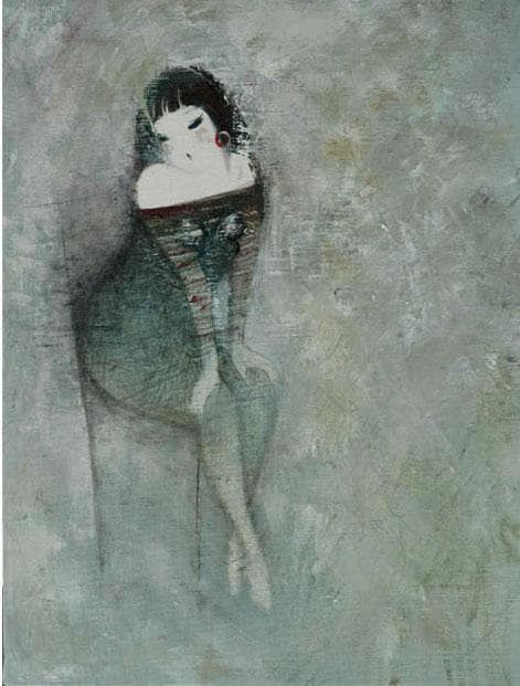 油絵 菅家令子 絵 絵画 インテリア F6-081012 人物 女性像