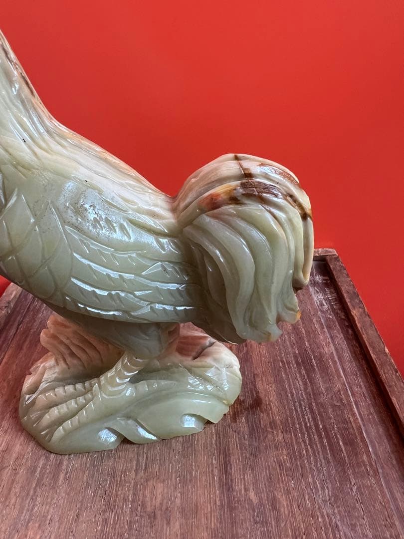 1495  特上彫 酉　鶏　置物 彫刻工芸品