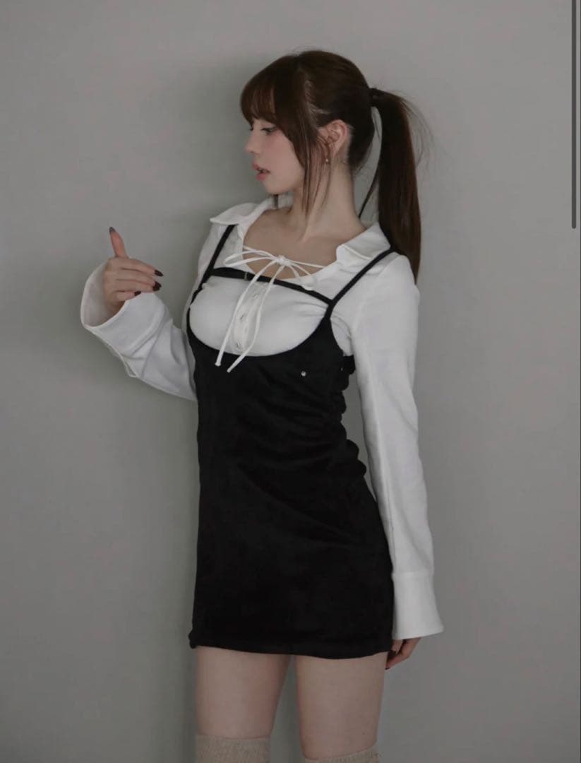 andmary Betty velour mini dress ワンピース