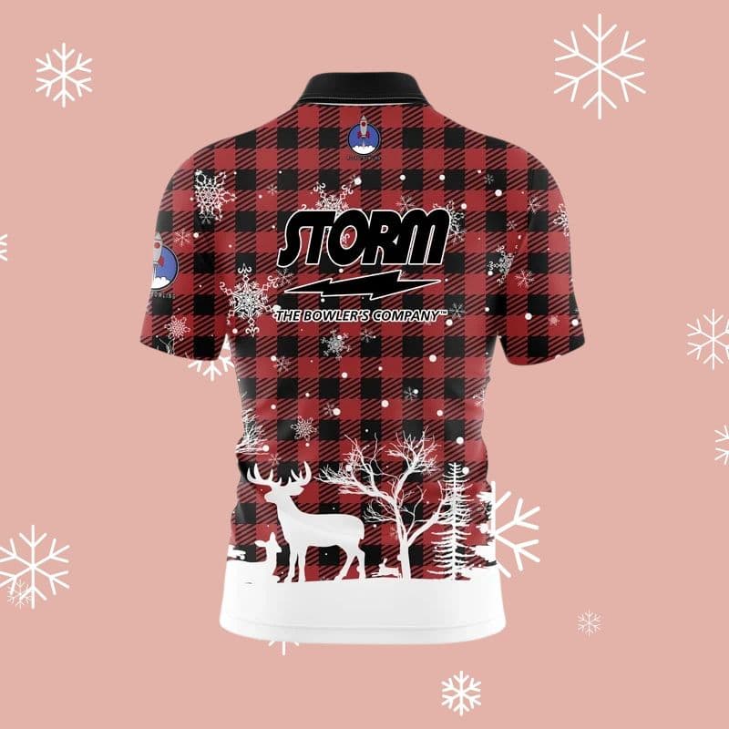 ✨新品✨ボウリングウェア　日本サイズL　ストーム　レッド　チェック　雪　トナカイ