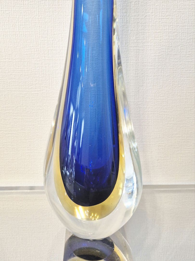 Flavio Poli ムラノガラス ヴィンテージ花瓶 ブルー H30cm