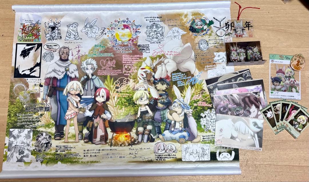 メイドインアビス 2期 キャスト＆スタッフ寄せ書きタペストリー 大谷資料館 絵馬
