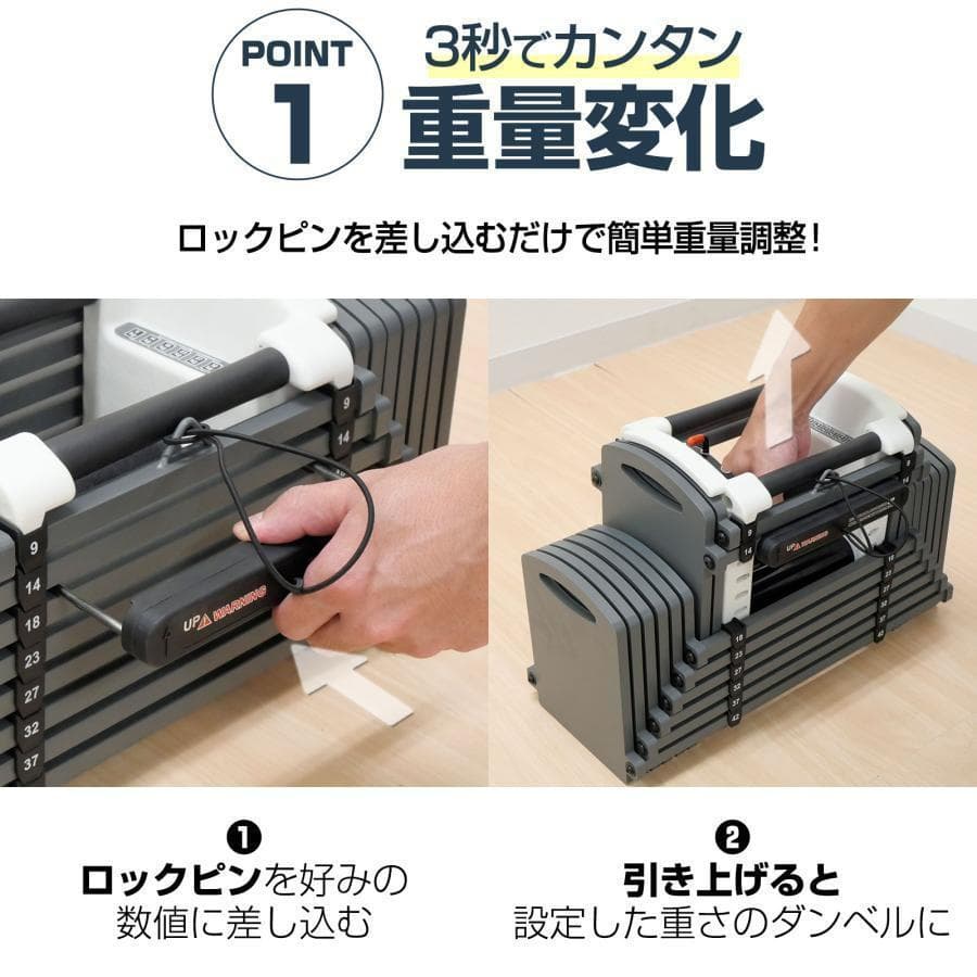 パワーブロック ダンベル 可変式 26kg 2個セット 多機能 15段階調節