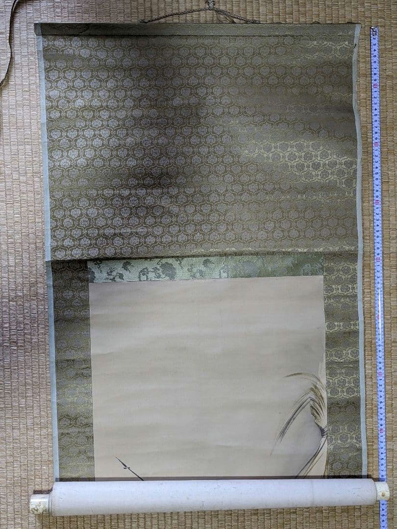 ♦犬と椿図 絹本水墨画 墨彩画 掛け軸？円山派 明治時代 鹿角古美術骨董品