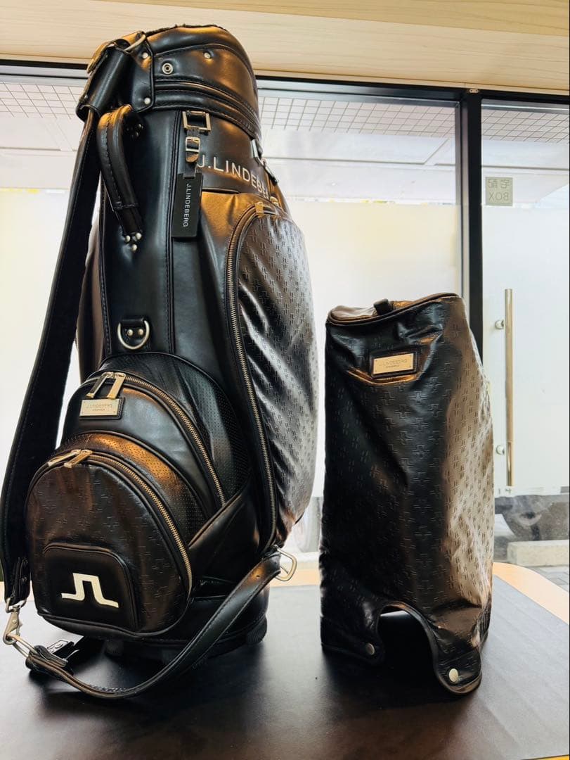 J.Lindeberg リンドバーグ キャディバッグ ゴルフ 黒 ロゴ型押し
