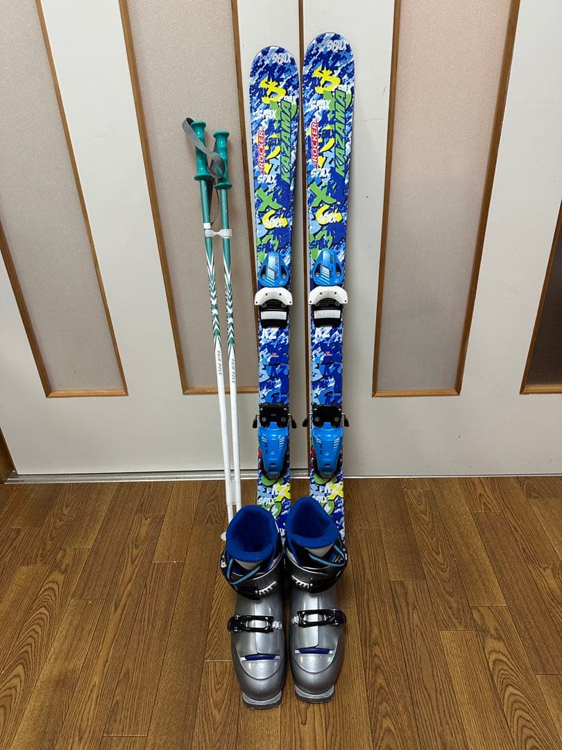 KAZAMA スキー板106cm,ブーツ23.5cm,ストック90cm
