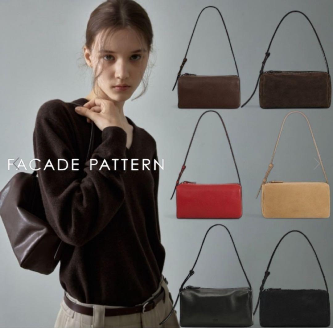 韓国発⭐︎FACADE PATTERN ボックスバッグ本革　スエード　ブラウン