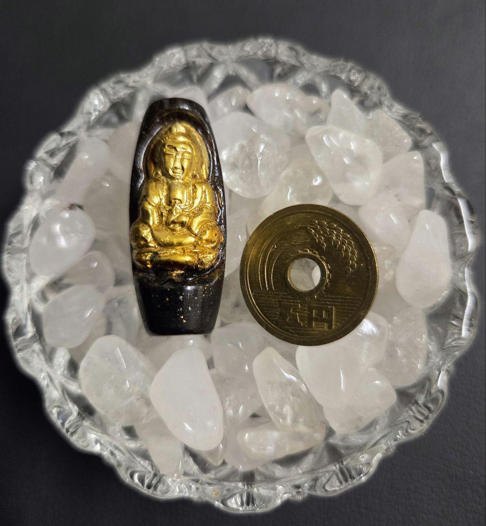 924　天珠　 観音天珠　金色仏像　 陰陽　太極　dzibeads！