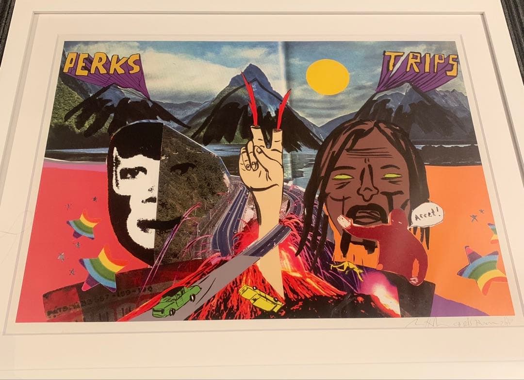 真作 chris johanson pam mischa 限定コラボ作品 絵画