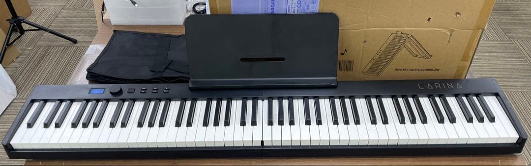 折りたたみ電子ピアノ　88鍵盤　充電タイプ　ブラック 鍵盤ライト機能あり