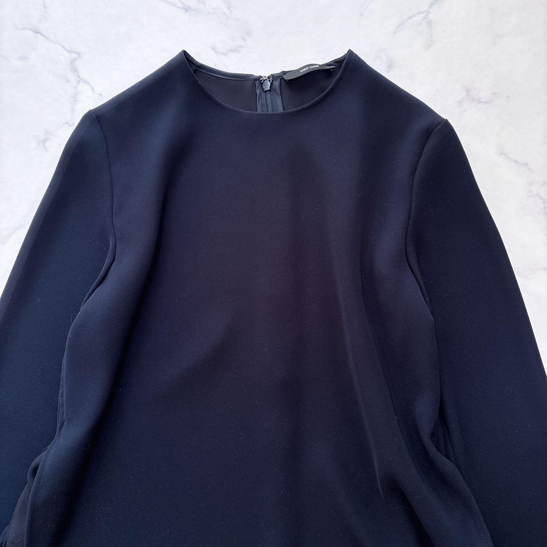 【美品】23AW YOKOCHAN ロングスリーブ バックフリル ブラウス 紺