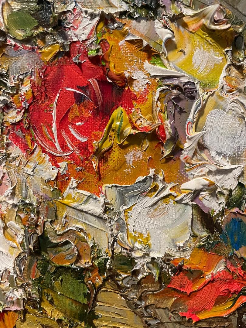 「真作」渡部ひでき「薔薇」静物画　油彩画　額装　サイン有り　F6号