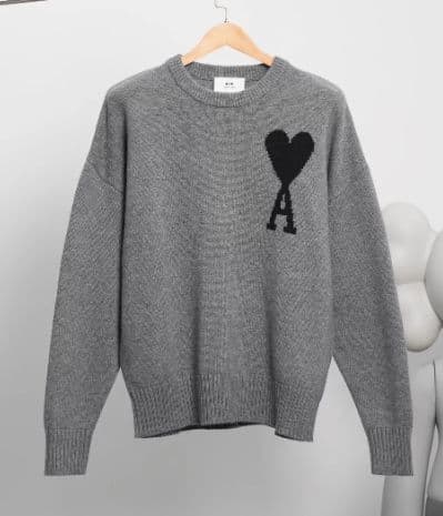 AMI PARIS グレー ハートロゴ ニットセーター M